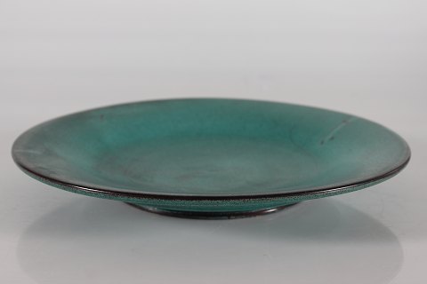 H. A. KählerKeramik fad med irgrøn glasur