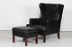 Danish Modern
Kaare Klint style
Wingback chair + stool
Black leather